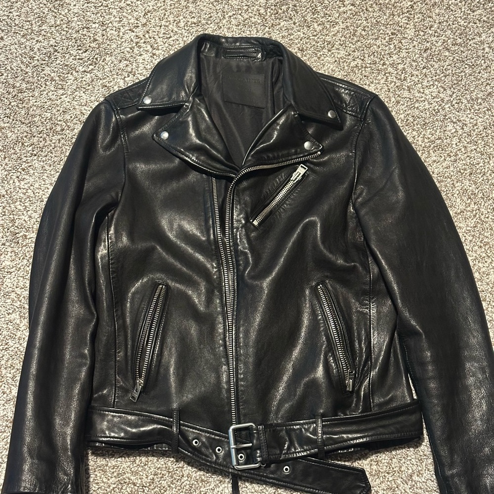 All Saints Black Leather Biker Jacket